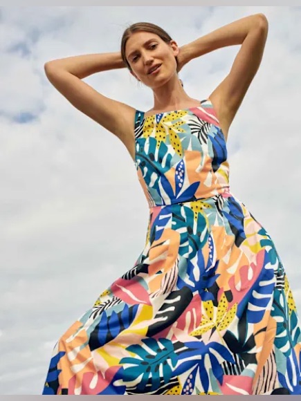 Boden Aubrey Cotton Midi Dress Floral Print Size Us 14 Long